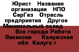 Юрист › Название организации ­ НПО СарГаз › Отрасль предприятия ­ Другое › Минимальный оклад ­ 15 000 - Все города Работа » Вакансии   . Калужская обл.,Калуга г.